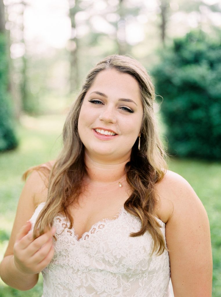 portrait of a bride at her wedding at the Greencloft Club in Charlottesville VA