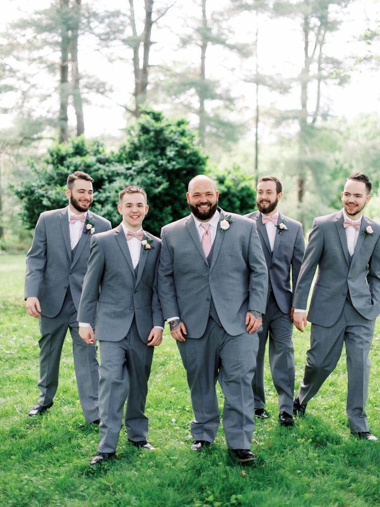 groom and his groomsmen at his wedding in charlottesville VA